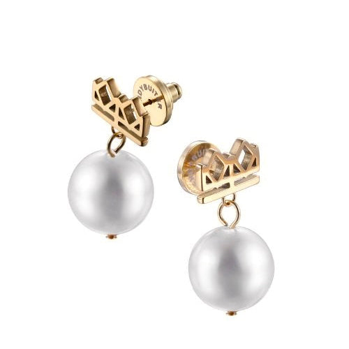 Crown Drop Pearl Earrings