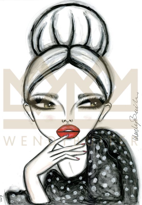 Red Lips and Polka Dots Velvet Wall Art