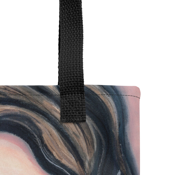 Detail view of the Galore Medium Art Tote Bag and cotton handles