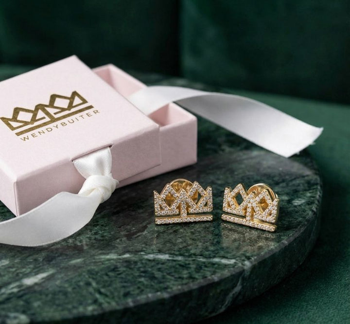 Crown Studs with Cubic Zirconia